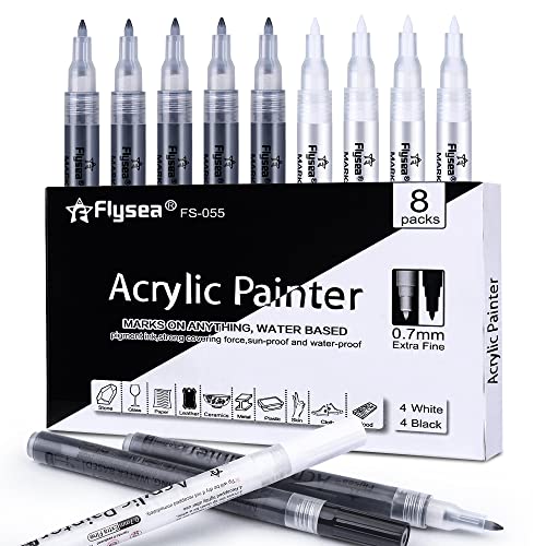 LCDGTJ Acrylstifte Schwarz Weiß für Kunst & DIY 0,7mm feine spitze, 8 Pack Marker Stifte Wasserfest- schnell trocknender, wischfest - für Holz, Karton, Kunststoff, Metall, Glas, Leinwand, Keramik LCDGTJ Acrylstifte Schwarz Weiß für Kunst & DIY 0,7mm feine spitze, 8 Pack Marker Stifte Wasserfest- schnell trocknender, wischfest - für Holz, Karton, Kunststoff, Metall, Glas, Leinwand, Keramik von LCDGTJ