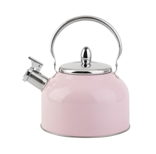 Teekessel für den Herd, Pfeifkessel, Teekessel, Retro-Teekessel, Edelstahl, rote Pfeif-Teekanne mit ergonomischem Griff, zum Übergießen Teekessel für den Herd, Pfeifkessel, Teekessel, Retro-Teekessel, Edelstahl, rote Pfeif-Teekanne mit ergonomischem Griff, zum Übergießen von LCHJX