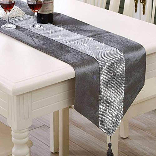LCHULLE Tischläufer/Tischdecke mit Schmucksteinen 210 * 33cm Glitzer Tischläufer Tischband Tischdecken für Party Hochzeit Bankett Tischdekoration Grau LCHULLE Tischläufer/Tischdecke mit Schmucksteinen 210 * 33cm Glitzer Tischläufer Tischband Tischdecken für Party Hochzeit Bankett Tischdekoration Grau von LCHULLE