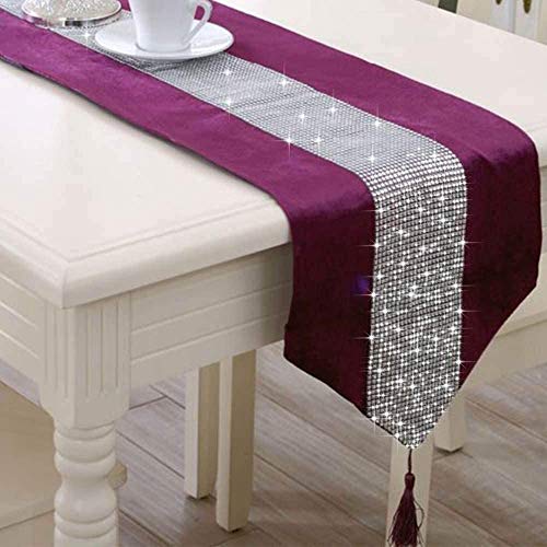 LCHULLE Tischläufer/Tischdecke mit Schmucksteinen 220*33cm Glitzer Tischläufer Tischband Tischdecken für Party Hochzeit Bankett Tischdekoration Lila LCHULLE Tischläufer/Tischdecke mit Schmucksteinen 220*33cm Glitzer Tischläufer Tischband Tischdecken für Party Hochzeit Bankett Tischdekoration Lila von LCHULLE