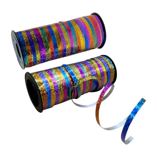2 Rollen Laserband, Geschenkverpackung Mit Band, Lockigem Band, Party -Ballondekoration, Regenbogenband, Ballonband. von LCIEFKAE