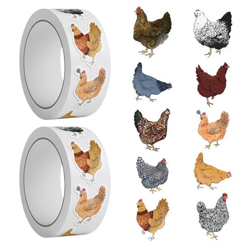 LCIEFKAE 1000 Stücke Hühnerkleber, Kreative Versiegelungsaufkleber, Lustige Dekorative Aufkleber, Geeignet Für Sammelalben, Umschläge, Grußkarten. von LCIEFKAE