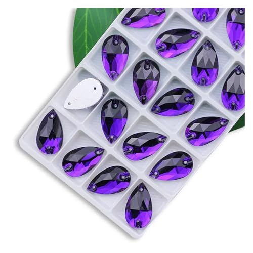Hotfix Strass zum Nähen in allen Größen, Kristallfarben AB, beliebte Tropfen, Steine in 2 Löchern, Kleidung, Basteln, Schuhherstellung Hochzeitskleid (Vitrail Medium, 7 x 12 mm, 72 Stück) von LCKKJHG