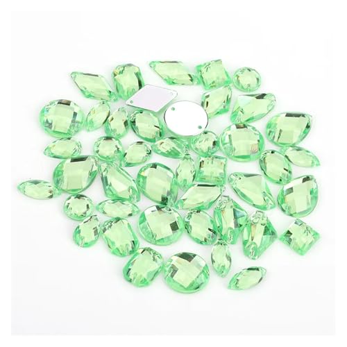 Hotfix Strasssteine 100 Stück Strasssteine ​​in verschiedenen Formen, Glitzerkristall, Acryl, for Aufnähen auf flache Rückseite, ​​für DIY-Kleidung, Nähperlen(Green) von LCKKJHG