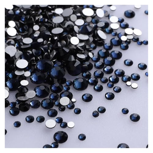 Hotfix Strasssteine 1440 Stück/Packung, gemischte Größen, schwarzes Glas, flache Rückseite, Glitzer-Diamant, nicht Hotfix-Strasssteine ​​für Nagelkunst und Kleidung(Montana) von LCKKJHG