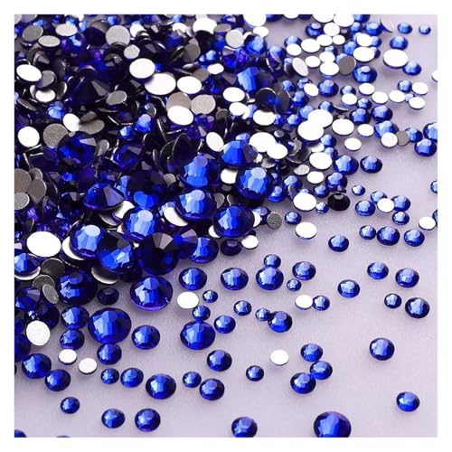 Hotfix Strasssteine 1440 Stück/Packung, gemischte Größen, schwarzes Glas, flache Rückseite, Glitzer-Diamant, nicht Hotfix-Strasssteine ​​für Nagelkunst und Kleidung(Sapphire) von LCKKJHG