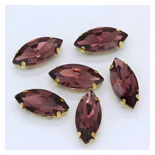 Hotfix Strasssteine Aufnäher Pferdeauge Navette Strass Gold Krallen Marquise Formen for Handarbeiten Schmuck Hochzeitskleid Taschen Borten(Mid amethyst,4x15mm 20pcs) von LCKKJHG