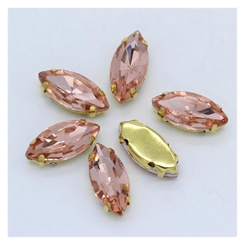 Hotfix Strasssteine Aufnäher Pferdeauge Navette Strass Gold Krallen Marquise Formen for Handarbeiten Schmuck Hochzeitskleid Taschen Borten(Peach,4x15mm 20pcs) von LCKKJHG