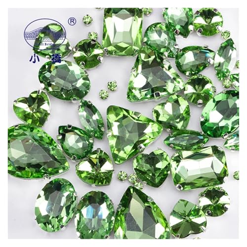Hotfix Strasssteine Glitzernde Glas-Strasssteine ​​in gemischten Formen for Kleidung, rosa, flache Rückseite, Bastelsteine, Kristall, for Aufnähen mit Klaue, 50 Teile/Paket(Z011-MIX-50) von LCKKJHG