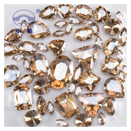 Hotfix Strasssteine Glitzernde Glas-Strasssteine ​​in gemischten Formen for Kleidung, rosa, flache Rückseite, Bastelsteine, Kristall, for Aufnähen mit Klaue, 50 Teile/Paket(Z017-MIX-50) von LCKKJHG