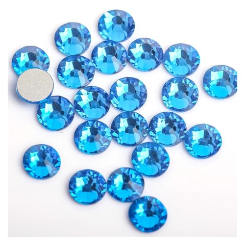 Hotfix Strasssteine Hotfix-Strasssteine, schillernde Edelsteine, 3D-Nagelkunst-Strasssteine, Kristalle, nicht HotFix-Nagelkunst-Dekorationen(Capri Blue,SS3-1440pcs) von LCKKJHG