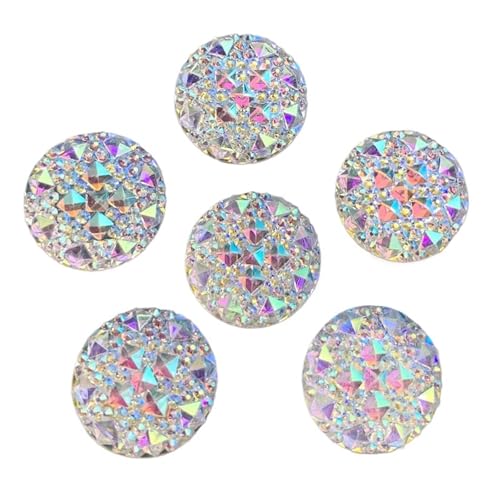Hotfix Strasssteine Jede Größe Crystal AB Resin Flatback Strasssteine, runde Kristallsteine, kein Hotfix, Scrapbook-Strass for Heimwerkerarbeiten(20mm 10pcs) von LCKKJHG