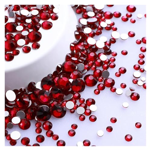 Hotfix Strasssteine Mix Größe Glitter Runde Strasssteine ​​Silber Unterseite Nicht Hotfix Kleine Kristall for Nagel Kunst Kleidung Dekoration(Dark Siam) von LCKKJHG