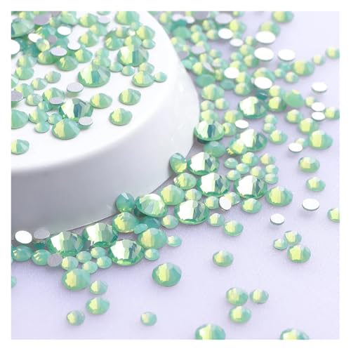 Hotfix Strasssteine Mix Größe Glitter Runde Strasssteine ​​Silber Unterseite Nicht Hotfix Kleine Kristall for Nagel Kunst Kleidung Dekoration(Green Opal) von LCKKJHG