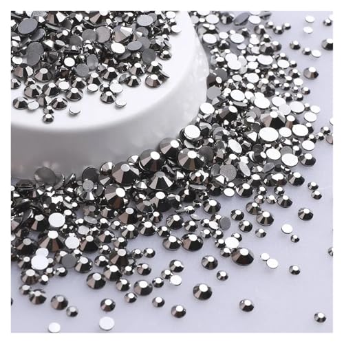 Hotfix Strasssteine Mix Größe Glitter Runde Strasssteine ​​Silber Unterseite Nicht Hotfix Kleine Kristall for Nagel Kunst Kleidung Dekoration(Hematite) von LCKKJHG