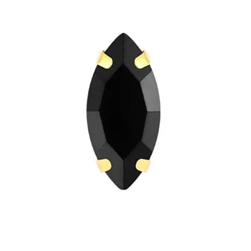 Hotfix Strasssteine Pferdeauge, bunt, for Aufnähen von Strasssteinen mit goldener Kralle, Glaskristall, for Steinen for Bekleidungszubehör(Black,5x10mm 50pcs) von LCKKJHG