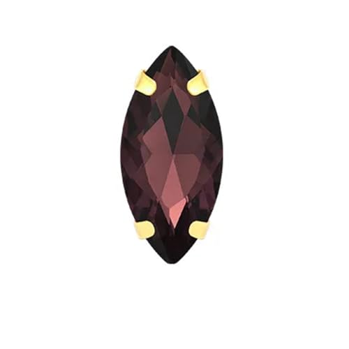 Hotfix Strasssteine Pferdeauge, bunt, for Aufnähen von Strasssteinen mit goldener Kralle, Glaskristall, for Steinen for Bekleidungszubehör(Wine red,5x10mm 50pcs) von LCKKJHG