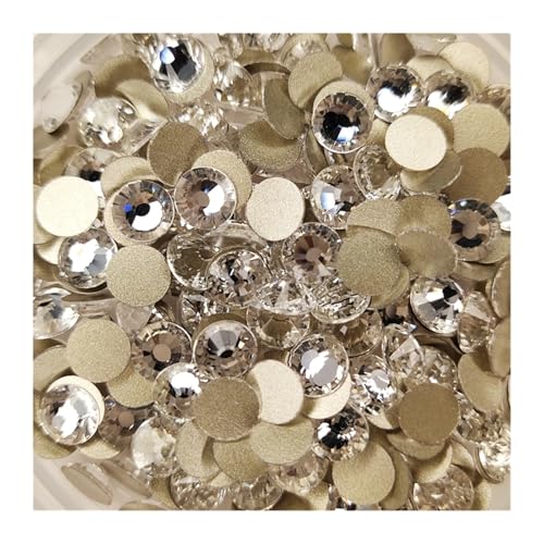 Hotfix Strasssteine Top Glitter Crystal AB/Clear Gold Base Nicht Hot Fix Strasssteine ​​SS3-SS40 FlatBack Strass & Stoff Kleidungsstück Nail Art Dekorationen(Clear,Ss30 288pcs) von LCKKJHG