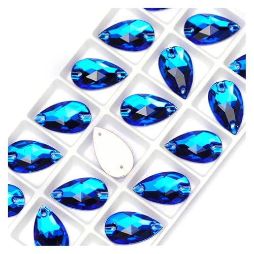 Hotfix Strasssteine Tropfenförmige Strasssteine ​​zum Aufnähen, Glaskristallsteine, for Nähen, Sticken, Kleidungszubehör, Steine ​​für DIY-Dekoration von Hochzeitskleidern(Capri Blue,11x18mm 72Pcs) von LCKKJHG