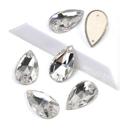 Hotfix Strasssteine Tropfenförmige Strasssteine ​​zum Aufnähen, Glaskristallsteine, for Nähen, Sticken, Kleidungszubehör, Steine ​​für DIY-Dekoration von Hochzeitskleidern(Crystal,17x28mm 24Pcs) von LCKKJHG