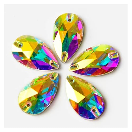 Hotfix Strasssteine Tropfenförmige Strasssteine ​​zum Aufnähen, Glaskristallsteine, for Nähen, Sticken, Kleidungszubehör, Steine ​​für DIY-Dekoration von Hochzeitskleidern(Crystal AB,11x18mm 20Pcs) von LCKKJHG