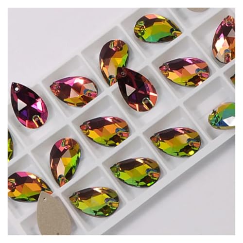 Hotfix Strasssteine Tropfenförmige Strasssteine ​​zum Aufnähen, Glaskristallsteine, for Nähen, Sticken, Kleidungszubehör, Steine ​​für DIY-Dekoration von Hochzeitskleidern(Crystal VM,13x22mm 12Pcs) von LCKKJHG