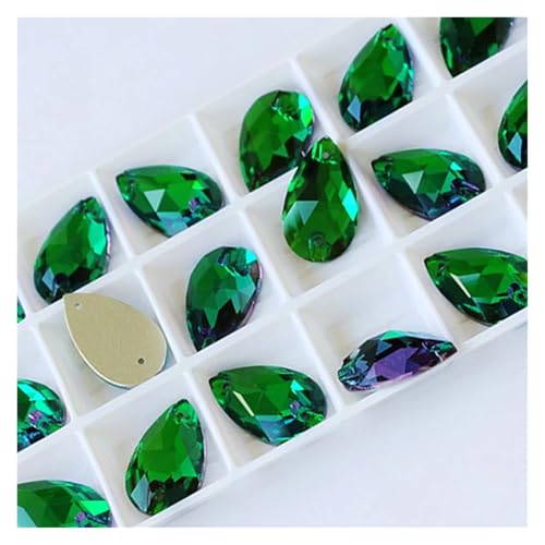 Hotfix Strasssteine Tropfenförmige Strasssteine ​​zum Aufnähen, Glaskristallsteine, for Nähen, Sticken, Kleidungszubehör, Steine ​​für DIY-Dekoration von Hochzeitskleidern(Emerald,7x12mm 42Pcs) von LCKKJHG