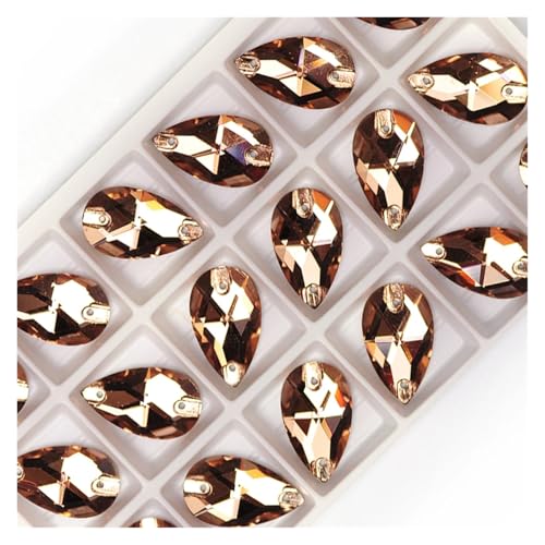 Hotfix Strasssteine Tropfenförmige Strasssteine ​​zum Aufnähen, Glaskristallsteine, for Nähen, Sticken, Kleidungszubehör, Steine ​​für DIY-Dekoration von Hochzeitskleidern(Light Peach,11x18mm 20Pcs) von LCKKJHG