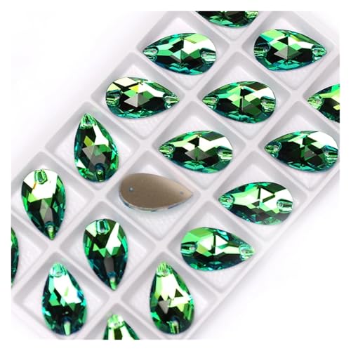 Hotfix Strasssteine Tropfenförmige Strasssteine ​​zum Aufnähen, Glaskristallsteine, for Nähen, Sticken, Kleidungszubehör, Steine ​​für DIY-Dekoration von Hochzeitskleidern(Peridot,13x22mm 36Pcs) von LCKKJHG