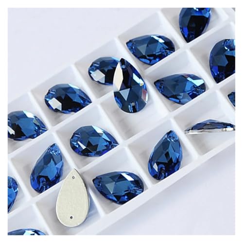 Hotfix Strasssteine Tropfenförmige Strasssteine ​​zum Aufnähen, Glaskristallsteine, for Nähen, Sticken, Kleidungszubehör, Steine ​​für DIY-Dekoration von Hochzeitskleidern(Sapphire,11x18mm 20Pcs) von LCKKJHG