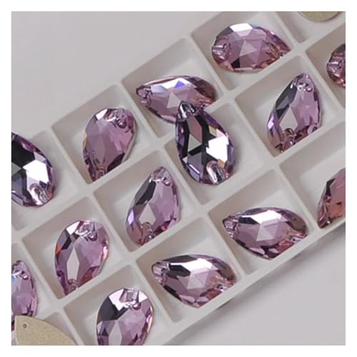 Hotfix Strasssteine Tropfenförmige Strasssteine ​​zum Aufnähen, Glaskristallsteine, for Nähen, Sticken, Kleidungszubehör, Steine ​​für DIY-Dekoration von Hochzeitskleidern(Violet,11x18mm 20Pcs) von LCKKJHG