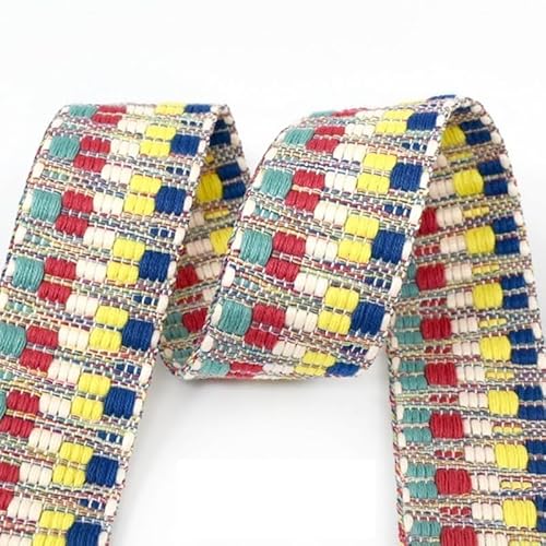 LCKKJHG Gurtband 2/5Y 38/50mm Ethnische Jacquard Gurtband Polyester Band Band Taschen Strap Trims Kleidung Gürtel Dekoration Spitze Band DIY Nähen Schrägband(1-38mm,2Yards) von LCKKJHG