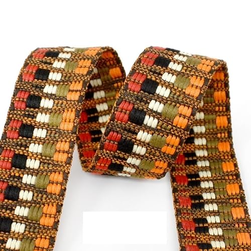 LCKKJHG Gurtband 2/5Y 38/50mm Ethnische Jacquard Gurtband Polyester Band Band Taschen Strap Trims Kleidung Gürtel Dekoration Spitze Band DIY Nähen Schrägband(3-38mm,5Yards) von LCKKJHG