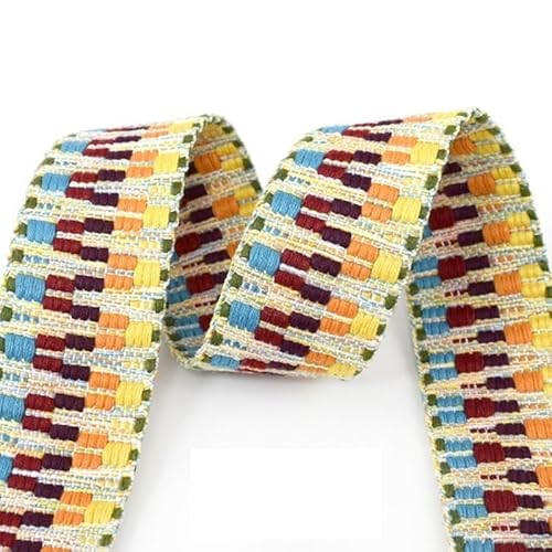 LCKKJHG Gurtband 2/5Y 38/50mm Ethnische Jacquard Gurtband Polyester Band Band Taschen Strap Trims Kleidung Gürtel Dekoration Spitze Band DIY Nähen Schrägband(5-38mm,2Yards) von LCKKJHG