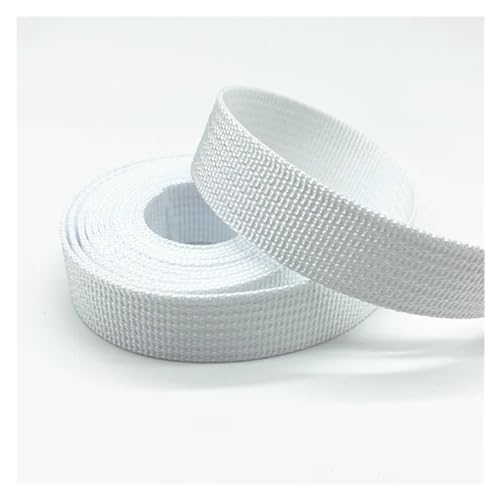LCKKJHG Gurtband 2 Yards 20 mm Canvas-Band, Gürteltaschen-Gurtband, Nylon-Gurtband, Haustier-Gurtband, Rucksack-Umreifung, Nähen, Tasche, Gürtel, Zubehör(White) von LCKKJHG