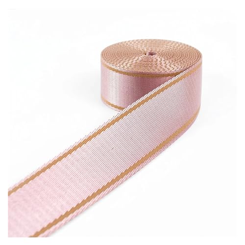 LCKKJHG Gurtband 4 m 38 mm Polyester-Baumwoll-Gurtband, Gepäck, Rucksackgurt, Band, DIY-Taschenband, Bekleidungsdekoration, Spitze, Nähen, Schrägband(PinkKhaki) von LCKKJHG