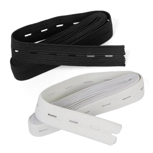 LCKKJHG Gurtband 5/10M 20mm Schwarz Weiß Knopfloch Stricken Gummibänder Draht Gurtband for Rock Kleidung Shorts Taille Band DIY Nähen Zubehör(10M White) von LCKKJHG