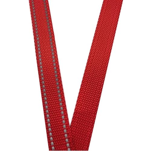 LCKKJHG Gurtband 5 Meter 15 mm 5/8 Zoll Polyester-Gurtband mit reflektierendem Streifen, Rucksackgurt, DIY-Handwerk, Haustierhalsband, Leine, Zubehör(Red 15mm) von LCKKJHG