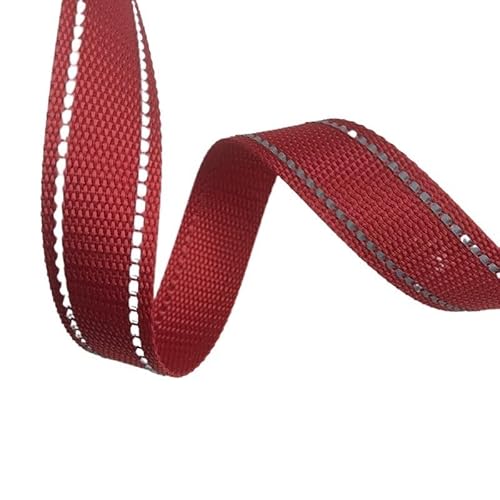 LCKKJHG Gurtband 5 Meter 15 mm reflektierende Linie Polyester-Gurtband 1 mm dick DIY Haustierhalsband Rucksackgurt Gürtel Nähzubehör 10 Farben(Red 15mm) von LCKKJHG
