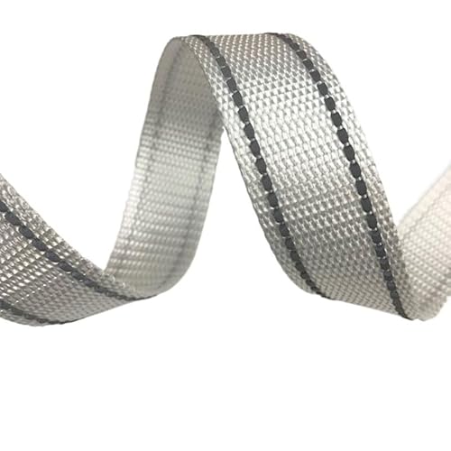 LCKKJHG Gurtband 5 Meter 15 mm reflektierende Linie Polyester-Gurtband 1 mm dick DIY Haustierhalsband Rucksackgurt Gürtel Nähzubehör 10 Farben(White 15mm) von LCKKJHG