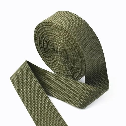 LCKKJHG Gurtband 5 Meter 20/25/32/38 mm 1,3 mm Dickes Baumwoll-Gurtband, Taschengurt, Bekleidungsbänder, Gürtel, DIY, Kleidung, Nähband, Schrägband(Green01,25mm) von LCKKJHG