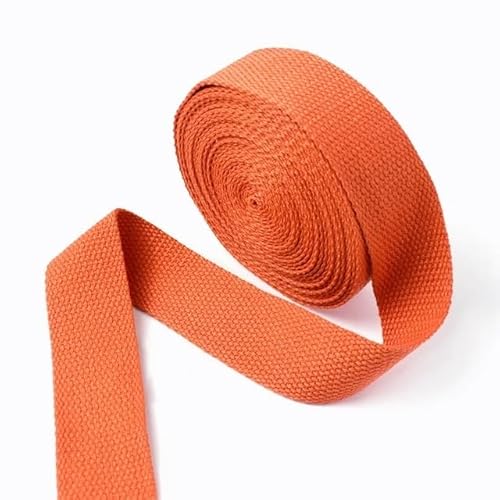 LCKKJHG Gurtband 5 Meter 20/25/32/38 mm 1,3 mm Dickes Baumwoll-Gurtband, Taschengurt, Bekleidungsbänder, Gürtel, DIY, Kleidung, Nähband, Schrägband(Orange,25mm) von LCKKJHG