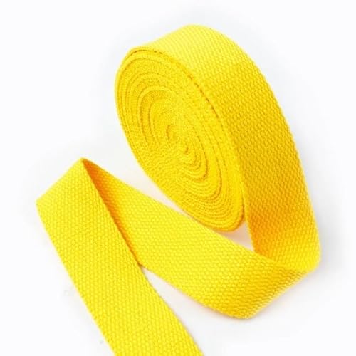LCKKJHG Gurtband 5 Meter 20/25/32/38 mm 1,3 mm Dickes Baumwoll-Gurtband, Taschengurt, Bekleidungsbänder, Gürtel, DIY, Kleidung, Nähband, Schrägband(Yellow,32mm) von LCKKJHG