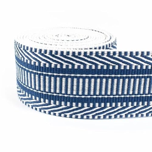 LCKKJHG Gurtband 5 Meter 38 mm Jacquard-Gurtband for Taschengurt, ethnisches Band, Gepäck, Dekor, Nähen, Schrägband, DIY-Gürtel, Schuhe, Zubehör(RD155-Blue) von LCKKJHG