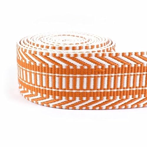 LCKKJHG Gurtband 5 Meter 38 mm Jacquard-Gurtband for Taschengurt, ethnisches Band, Gepäck, Dekor, Nähen, Schrägband, DIY-Gürtel, Schuhe, Zubehör(RD155-BrightOrange) von LCKKJHG