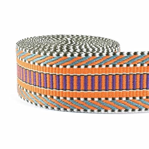 LCKKJHG Gurtband 5 Meter 38 mm Jacquard-Gurtband for Taschengurt, ethnisches Band, Gepäck, Dekor, Nähen, Schrägband, DIY-Gürtel, Schuhe, Zubehör(RD155-Orange) von LCKKJHG