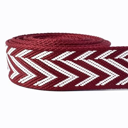 LCKKJHG Gurtband 5 Meter 38 mm Jacquard-Gurtband for Taschengurt, ethnisches Band, Gepäck, Dekor, Nähen, Schrägband, DIY-Gürtel, Schuhe, Zubehör(RD197-RedWhite) von LCKKJHG