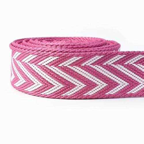 LCKKJHG Gurtband 5 Meter 38 mm Jacquard-Gurtband for Taschengurt, ethnisches Band, Gepäck, Dekor, Nähen, Schrägband, DIY-Gürtel, Schuhe, Zubehör(RD197-RoseRedWhite) von LCKKJHG