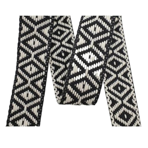 LCKKJHG Gurtband 5 Meter 38 mm buntes Jacquard-Baumwoll-Gurtband, Canvas-Riemen, Taschen-Schultergurt, Kleidungsband, Nähzubehör(RD825-Black) von LCKKJHG