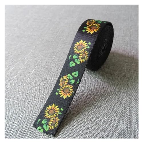 LCKKJHG Gurtband 5 Yards Breite 1 Zoll 25mm Gurtband Gurtbänder Seil Hund Haustier Halsband Leine Geschirr Rucksack Tasche Kleidungsstück Nähen DIY Geldbörse Zubehör(Sunflower) von LCKKJHG